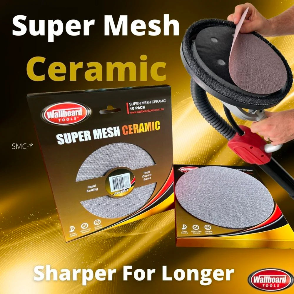 Wallboard Tools Super Mesh Ceramic 225mm 10pk Range