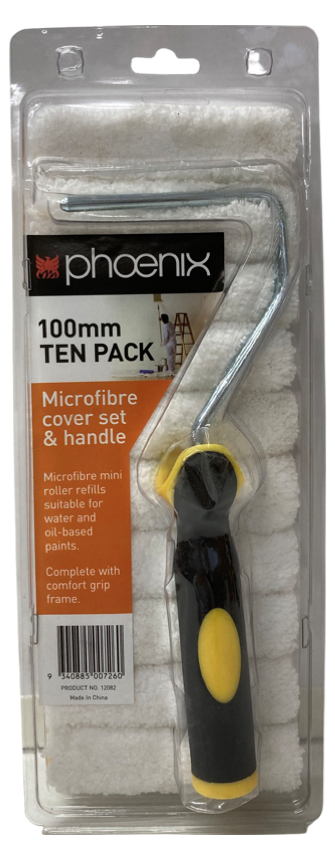 PHOENIX 100mm Mini Microfibre Cover 10 pk With Handle
