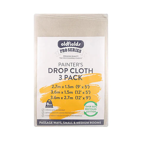 Oldfields Pro Series Canvas Drop Cloth 3PK
