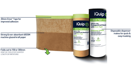 iQuip Pre-Taped Kraft Masking Paper With Dispenser