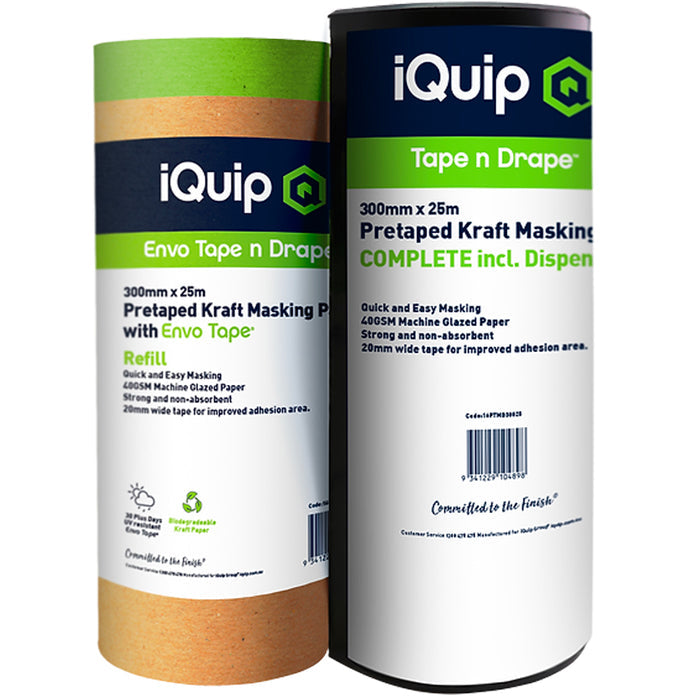 iQuip Pre-Taped Kraft Masking Paper With Dispenser
