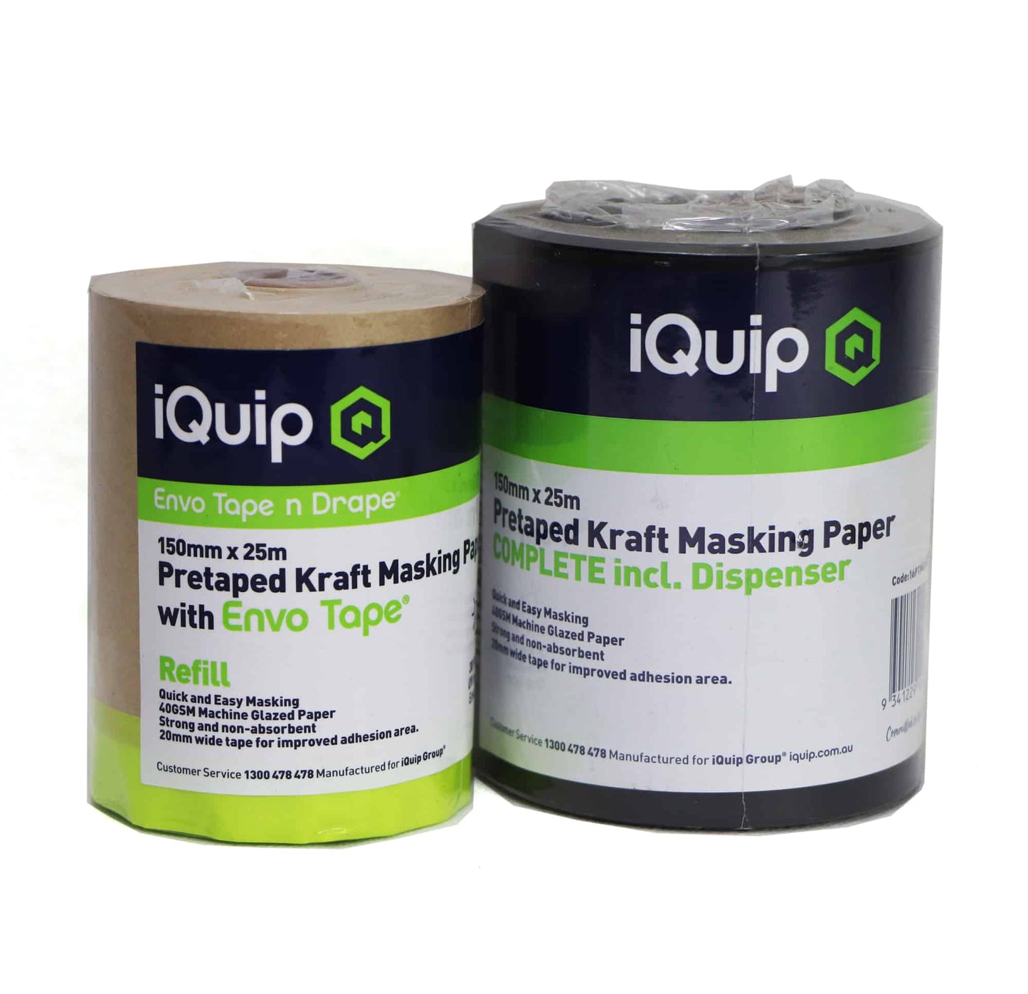 iQuip Pre-Taped Kraft Masking Paper With Dispenser